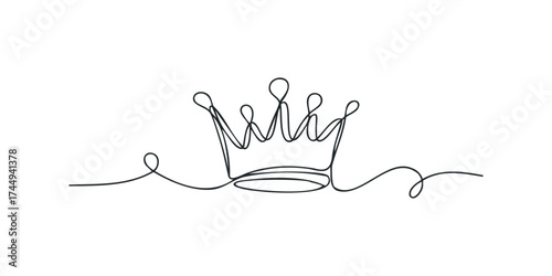 Single line drawing of a crown