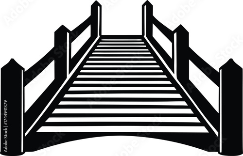wooden bridge silhouette vector