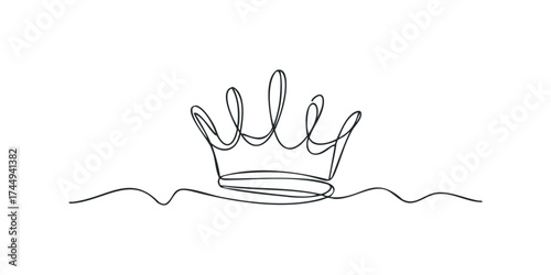 Minimalist single line drawing of a crown