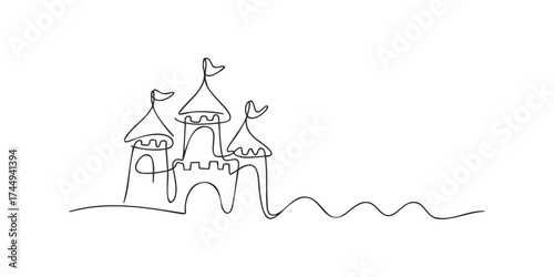 One Line Drawing of Fairy Tale Castle