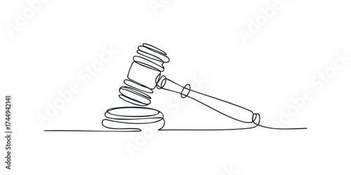 Gavel and Block Line Drawing