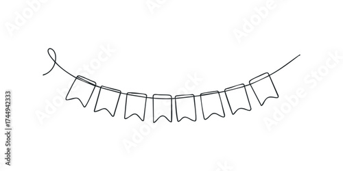 Linear style flag garland on white background