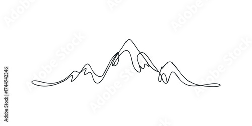 Abstract continuous line drawing of rugged mountain peaks