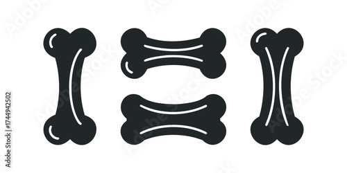 Four Bone Shapes Silhouette Isolated on White