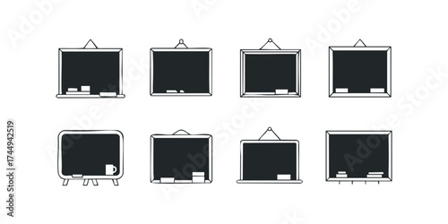 Collection of Chalkboards with Chalk and Erasers