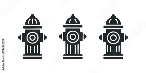 Three Black Fire Hydrant Silhouettes