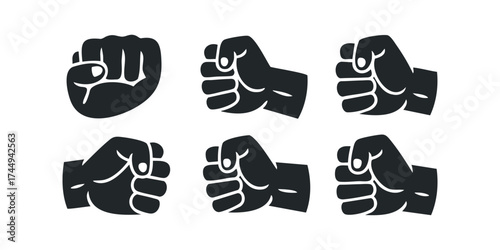 Six Dark Fists Showing Solidarity and Unity