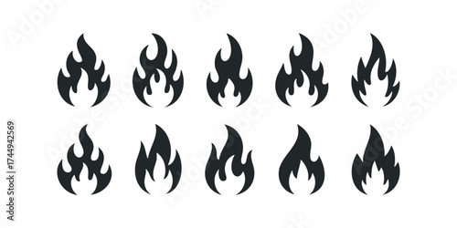 Collection of diverse flame icons