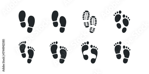 Collection of Footprint and Shoe Print Icons