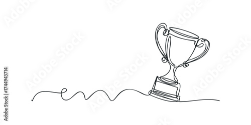 Continuous line drawing of a trophy with handles
