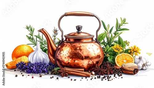 still life with teapot and tea