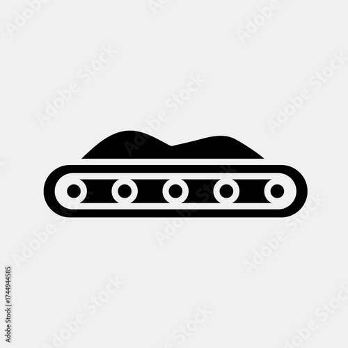 Icon conveyor belt. Gold mining elements. Icon in glyph style.