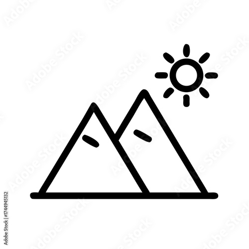 Mountain range with sun