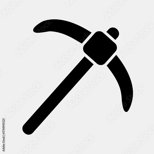 Icon pick axe. Gold mining elements. Icon in glyph style.