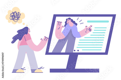 Online psychology and remote assistance concept