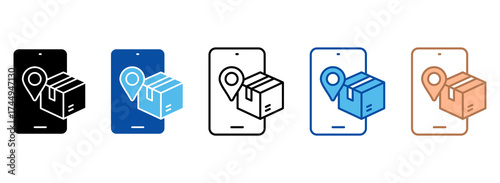 Tracking App Icons In Outline, Vector Illustration