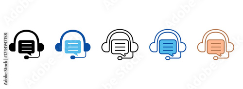 Customer Support Icons In Outline, Vector Illustration