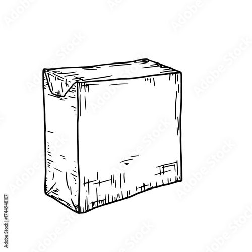 Cardboard boxes, sketch. Vector illustration. Packaging for a gift, storage of things, isolated on white background. The concept of the holiday, cleaning, organization of order in the house and office