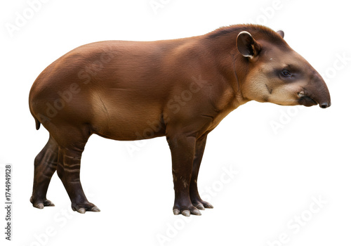 South American tapir isolated PNG, also known as Brazilian tapir or lowland tapir, a mammal resembling a pig with a short prehensile snout
