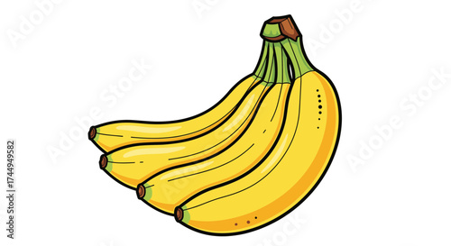 Bunch of ripe yellow bananas illustration.