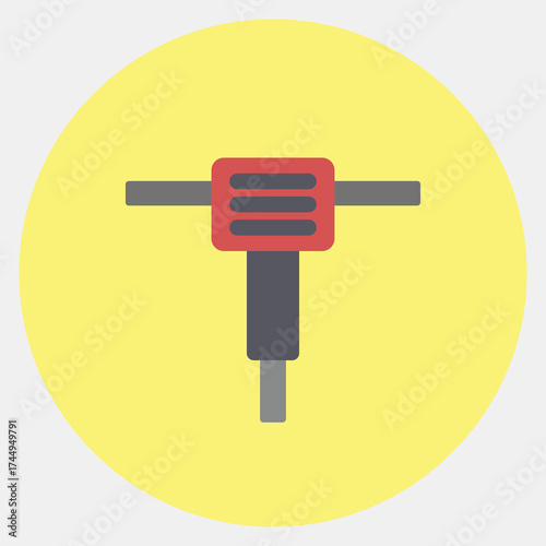 Icon breaker machine. Gold mining elements. Icon in color mate style.