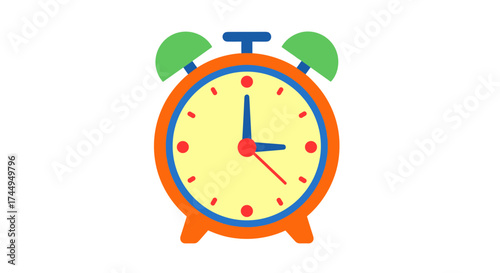 Colorful Alarm Clock Illustration on White Background.