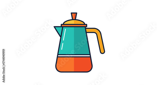 Colorful Moka Pot Coffee Maker Icon.