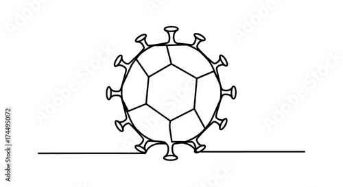 Coronavirus Outbreak A Simple Line Drawing of the Virus.