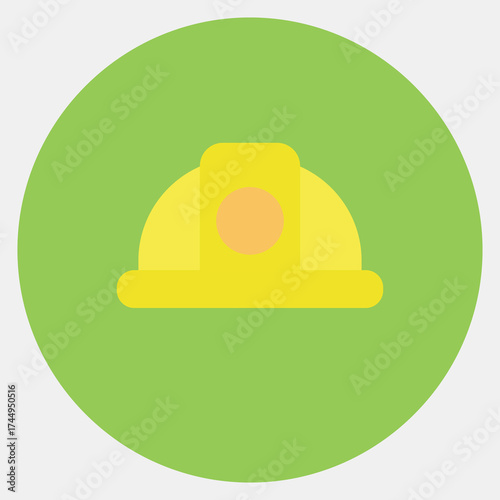 Icon hard hat. Gold mining elements. Icon in color mate style.