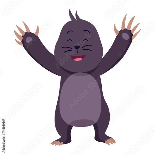 Vector cartoon mole. Cute illustration of funny animal for children design