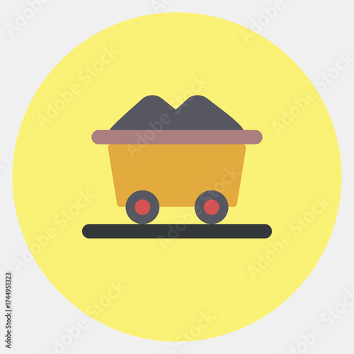 Icon trolley. Gold mining elements. Icon in color mate style.