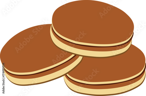 Vector illustration of three dorayaki pancakes stacked together