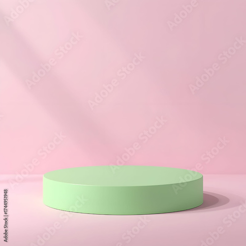 Minimalist Display Podium in Pastel Tones: A simple, minimalist podium set against a soft pastel backdrop, showcasing an elegant and inviting platform for product or content presentation.