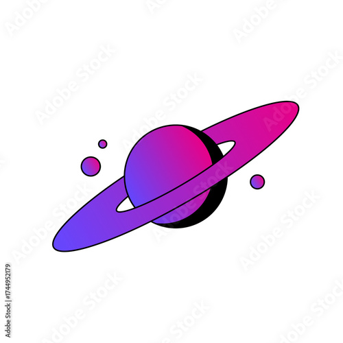 Saturn Planet with Rings Icon. Space and Galaxy Exploration Concept for World Space Week. Vector Illustration.