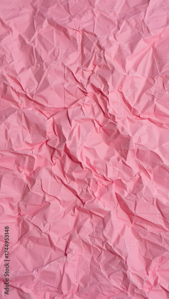 Fototapeta premium Pink crumpled paper texture background for design and decoration with light and shadow effects