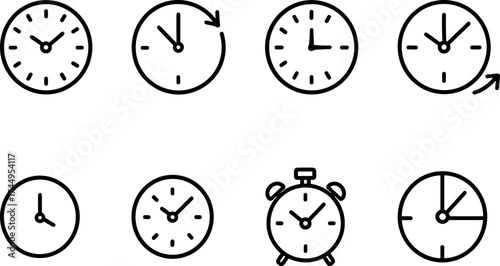 Clock icon. Set of watches. Flat style. vector.	