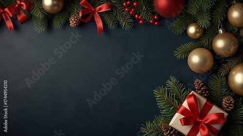 Christmas Background wallpaper with Festive Top Border and Blank Space for copy text, 