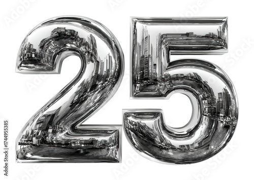 Celebrating 25 years anniversary event in urban cityscape isolated on transparent background