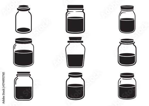 Empty glass jar icon, Empty glass jar solid vector design