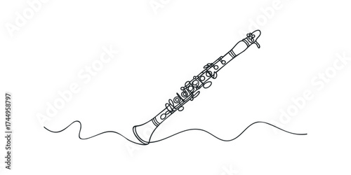 Single Line Drawing of a Clarinet
