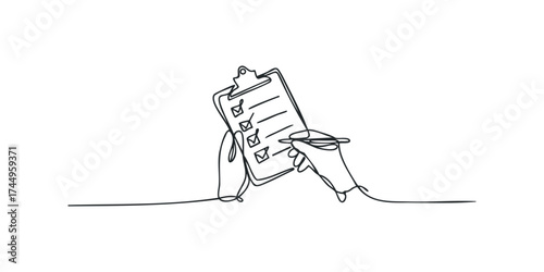 Hand checking off items on a clipboard with a pen
