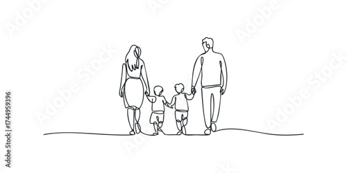 Family walking together hand in hand