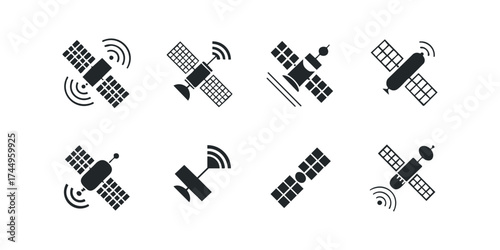 Space Satellite Icons Set