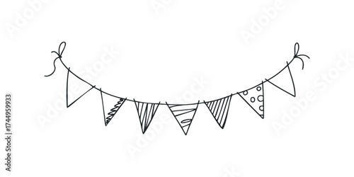 Hand Drawn Festive Party Bunting Garland