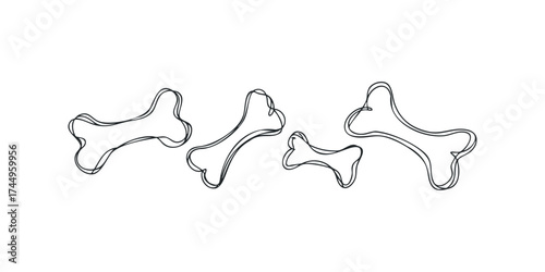 Line art dog bone shapes on white background