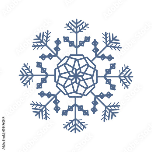 Vector illustration of snowflake isolated on white background. Suitable for New Year design and decorative elements.
