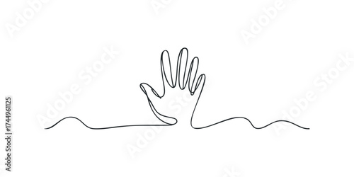Single line drawing of an open hand gesturing