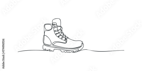 Line drawing of a laced combat boot