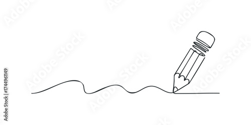 Simple drawing of a pencil making a curved line