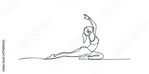 Continuous Line Drawing of Woman in Yoga Pose